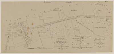 217593 Kaart van de staatsspoorweg tussen de Filosofenlaan (de huidige Vondellaan) en het fort Lunetten te Utrecht, met ...